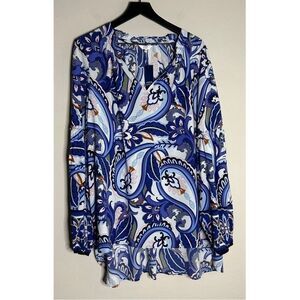 Crown & Ivy Paisley Print Tunic Blouse Size XXL